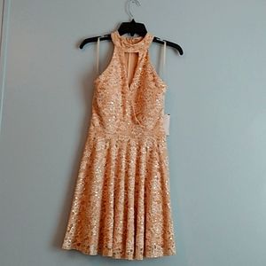 Jodi Kristopher size 1 gold sequin dress NWT